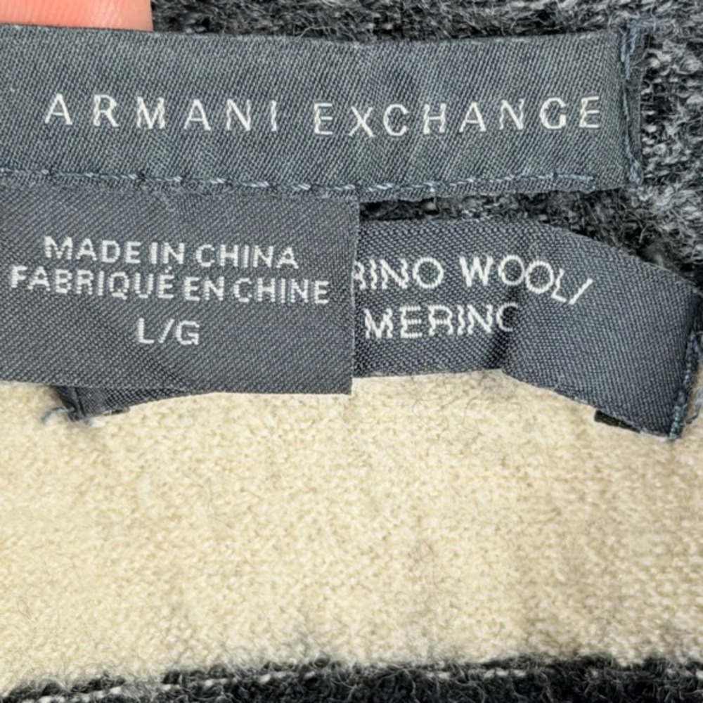 Armani Exchange Men's L (Actually XS/S) Merino Wool Shawl Collar Striped Sweater - Picture 5 of 16